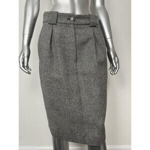 Yves Saint Laurent Rive Gauche Skirt Womens 40 Gray Tweed Wool Mohair Italy